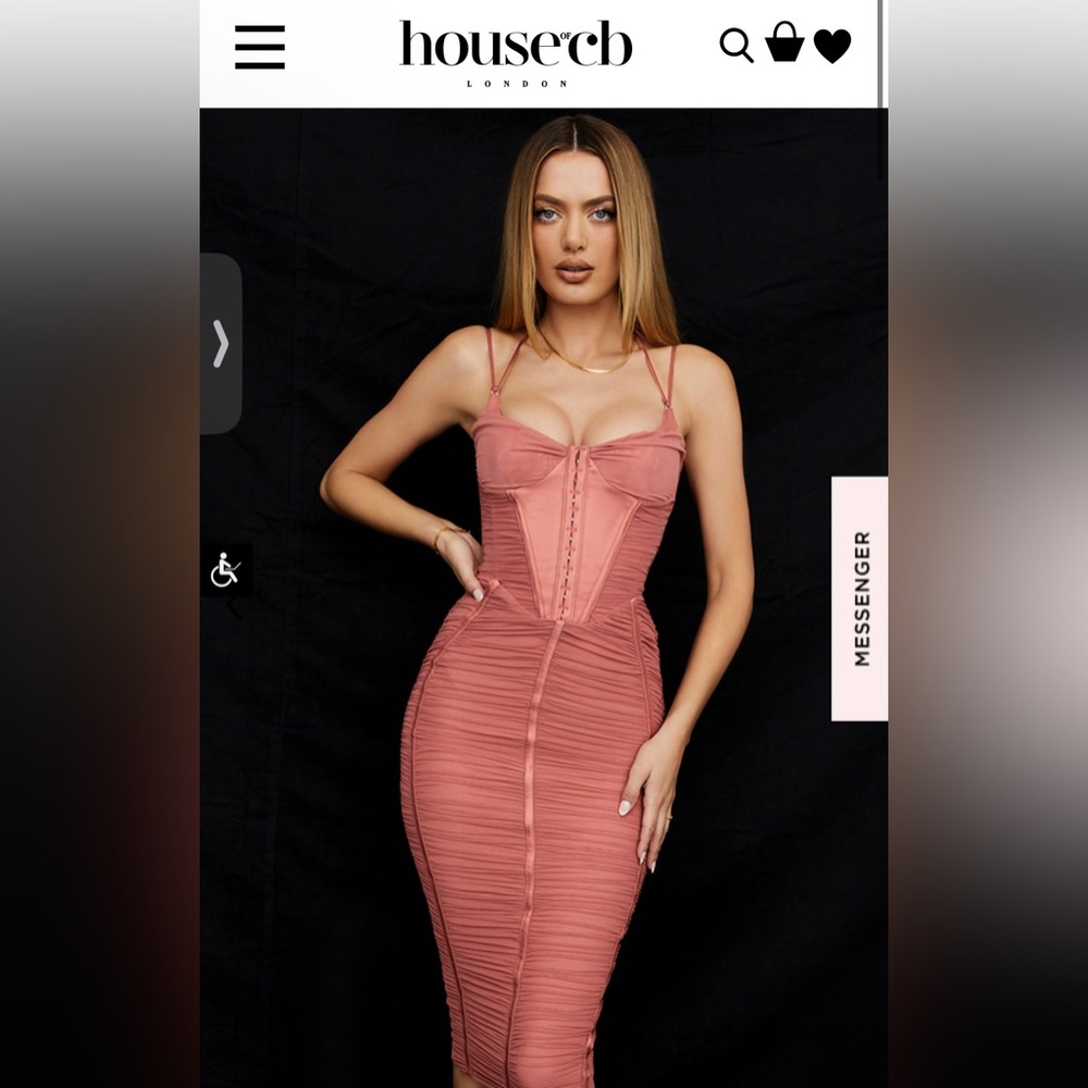 house of cb “mariah” midi dress XS in rose color